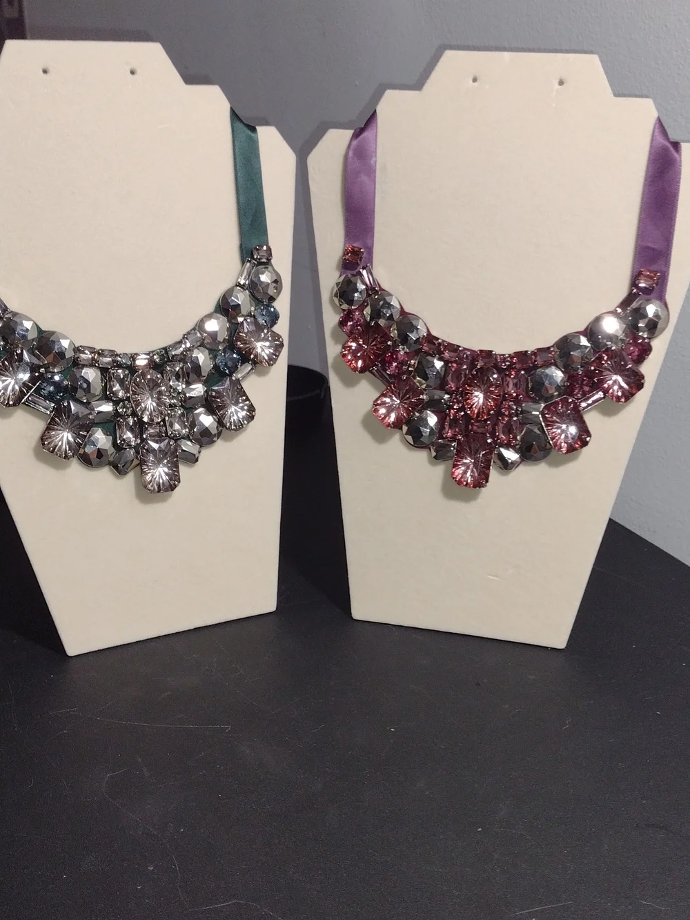 Joan Rivers Taupe & Teal Crystal Bib Necklace